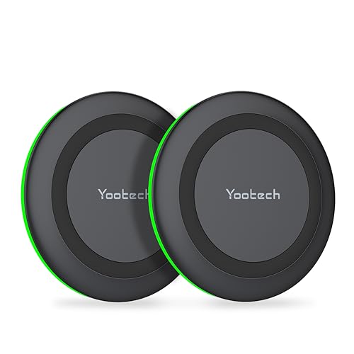 Yootech [2 Pack] Wireless Charger,10W Max Fast Wireless Charging Pad Compatible with iPhone 16/16 Plus/16 Pro Max/15/14/13/SE 2022/12/11/X/8,Samsung Galaxy S23/S22,for AirPods Pro 2(No AC Adapter)