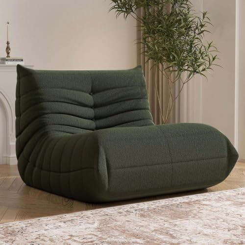 YVDNHP L-Shaped Memory Foam Floor Chair Teddy Velvet Bean Bag Lounge Chair with Anti-Slip Base 25lb High-Density Foam Adult Lounger for Living Room Bedroom Dorm (Green)