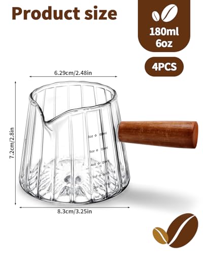 Set de 4 vasos para espresso de 6 oz con mango de madera miniatura 2