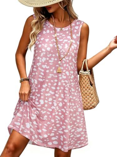 Image of elescat Women's Summer Dresses Casual Sleeveless Loose Sundress with Pocket