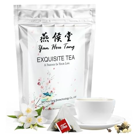 EILIN Jasmine Tea Bags Green Tea Loose Leaf Tea Flower Petal - Floral Aroma Taste Decaffeinated 50 Counts x 3 Grams Triangles Cover