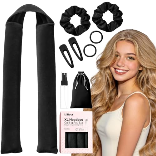 LitBear XL Heatless Curls Overnight, Heatless Hair Curler Set for Long Thick Hair