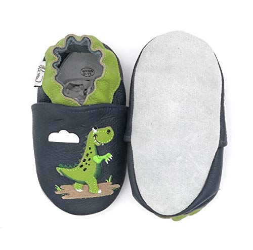 LEPEPPE - Nuovo Dinosauro Draghetto - Scarpine in Morbida Pelle Prima Infanzia - Pantofole Bambino - Suola in Pelle Antiscivolo - Scarpette Fino al 34/35 (x_l)