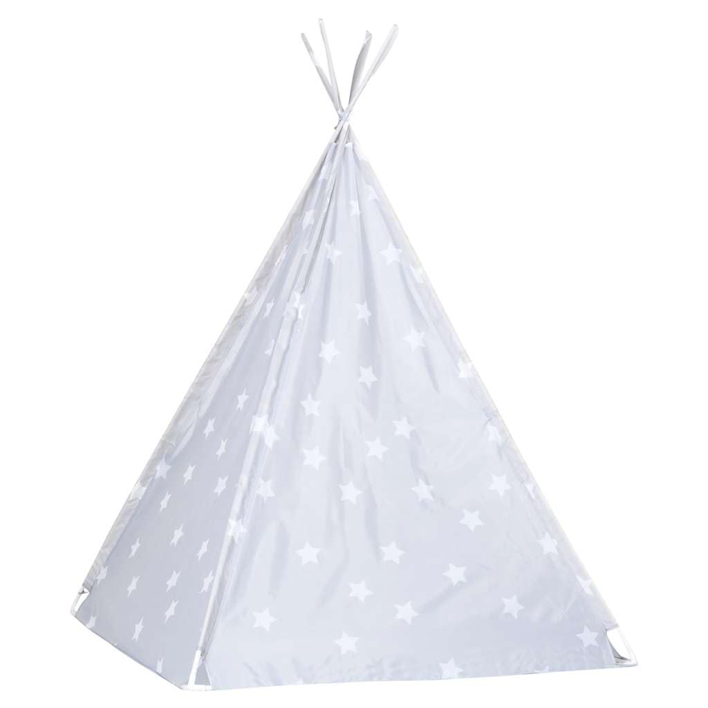 Mangloder Kinder Tipi-Zelt mit Tragetasche Grau 115x115x160 cm, Spielzelt für Kinderzimmer Garten Outdoor, mit Sternmuster, stabil, faltbar, ideal für Rollenspiele