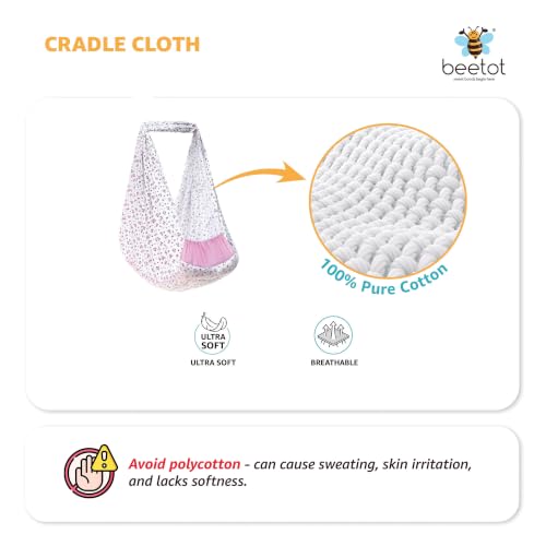 Image of Premium Swing Cradle Set | Hanging Swing Cradle, Removable 5-Layer Padded Bed & Mosquito Net | Up to 15 kg | Floral Pink