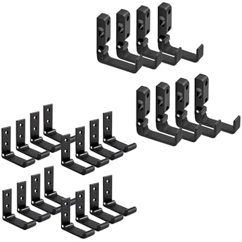 DeYoungArbeit Horizontal Folding Gun Rack, Aluminum Shotgun Rifle Hooks with Anti-Scratch Eco-Leather Padding, Indoor Wall Mount Display for Long Gun Sword Bow Cover