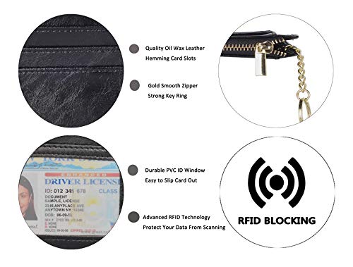 woogwin Slim RFID Credit Card Holder for Women Mini Front Pocket Wallet Purse With Keychain