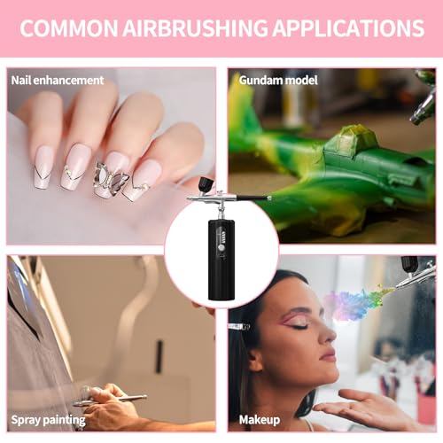 Kit de aerógrafo com compressor de dupla ação escova de ar portátil recarregável para unhas, pintura