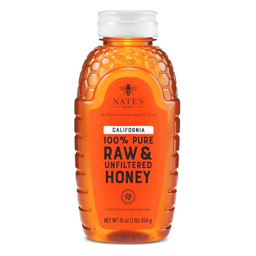 Nate's California 100% Pure, Raw & Unfiltered Honey - 16 oz. Squeeze Bottle - All-natural Sweetener