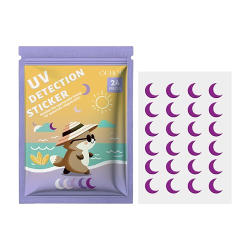 Pegatinas UV para protector solar, pegatinas recordatorias de protector solar - Adhesivo UV con sensor SPF de 24 unidades - Paquete variado de parches solares de 5 estilos Sepa cuándo a aplicar
