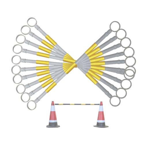 Barre de cônes de signalisation télescopique jaune et blanche 1m à 2m