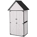 GUTINNEEN Shed Outdoor Storage Upgraded with Durable Metal Frame Garden Shed Tool Storage Cabinet with Wooden Floor Adjustable Shelfs 2.5 x 1.4FT ?Off-White?