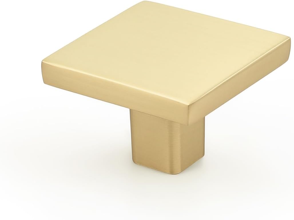 Probrico 30 Pack Gold Cabinet Knobs Square Kitchen Cabinet Knobs, Zinc Solid Gold Dresser Drawer Pulls Single Hole Knobs, Modern Cabinet Hardware for Cupboard, Closet, Bathroom, Dresser