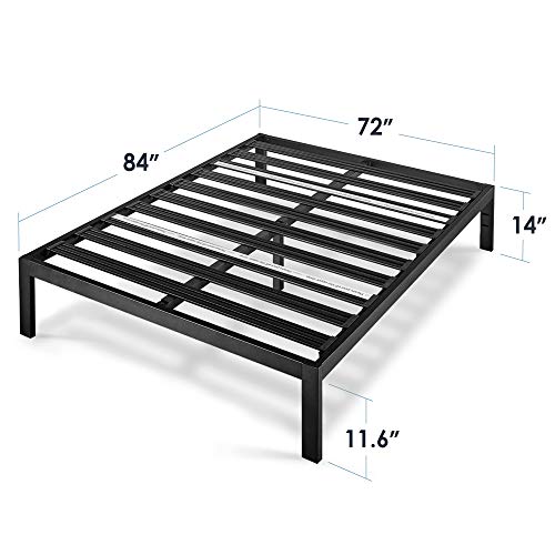 Mellow Rocky Base E 14" Platform Bed Heavy Duty Steel Black, W/ Patented Wide Steel Slats (No Box Spring Needed) - California King #TOP1