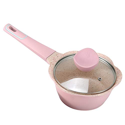 HUSHUN Mini Cacerola de leche Juego de cacerolas pequeñas antiadherentes para cocinar sopa de leche -16cm rosa