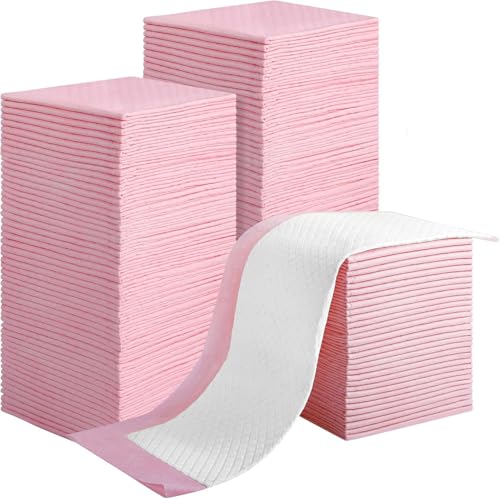 Kinmsito 100 Stück Wickelunterlage Einweg, 33 x 45cm Baby Changing Mat für Unterwegs, Inkontinenzunterlage Wickelunterlage Einweg, Baby Wickelauflage, Rosa