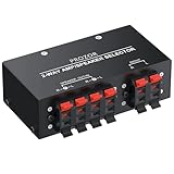selettore sorgente audio Segnale Stabile Oltre 50 Metri: Progettato per Sistemi Audio Distribuiti, il PROZOR 2-Zone Speaker Switch Box Supporta fino a 50 Metri di Distanza tra il Selettore e gli Altoparlanti, Garantendo una Trasmissione Audio Stabile Senza Perdita di Qualità, anche su Lunghe Distanze. Puoi Goderti un Suono Pieno e Ricco, Senza Distorsioni, anche se i Tuoi Altoparlanti Sono Posizionati Lontano dall’Amplificatore o Ricevitore