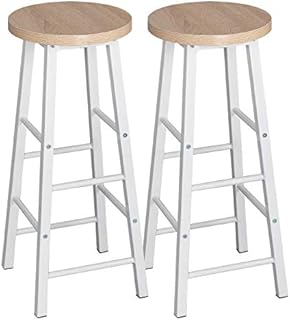 WOLTU Breakfast Kitchen Counter Bar Stools Set of 2 PCS MDF Seat Seat Bar Chairs Metal Legs Barstools Light Oak High Stools