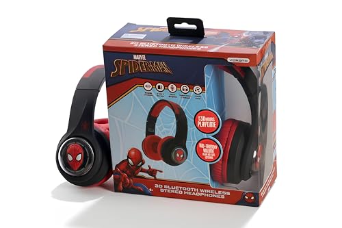 Image of Marvel Spider-Man Kids 3D Bluetooth Wireless Stereo Headphones with Mic| Foldable Ear Cups | Kids Safe 85dB Volume| Aux & SD Card Input | RGB Lights | 30H Playtime | Perfect for Boys | Ages 5-16