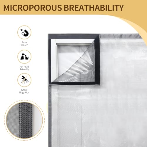 Image of Garage Door Screen for 1 Car Garage,9x7Ft Heavy Duty Magnetic Garage Screen,Durable Nylon Screen Door Mesh,Tear-Resistant, Pet and Kid Friendly Door Screen,Silver Grey