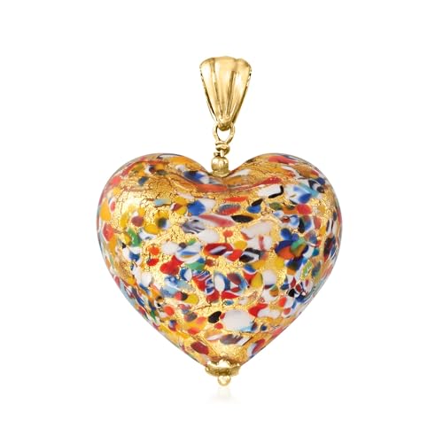 Ross-Simons 2302026 Italian Multicolored Murano Glass Heart Pendant In 18Kt Gold Over Sterling cover
