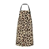 Leopard Kitchen Apron, Animal Skin Print Pattern Oil-Proof Apron with 2 Pocket Neck Strap Adjustable