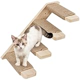 HOOBRO 4-Tier Wooden Cat Climbing Wall Shelves, Wall-Mounted Wall Shelves Furniture, Cat Wall Step with Jute Scratching Rope, Solid Oak, 40-lb Load Capacity, Easy to Assemble, Natural NL12CS03N1