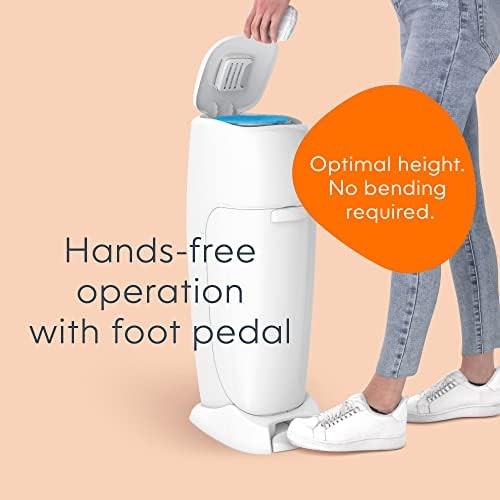 Diaper Genie Complete Diaper Pail (White) – Includes 1 Refill (Holds 270 Newborn Diapers) & 1 Carbon Filter - 3