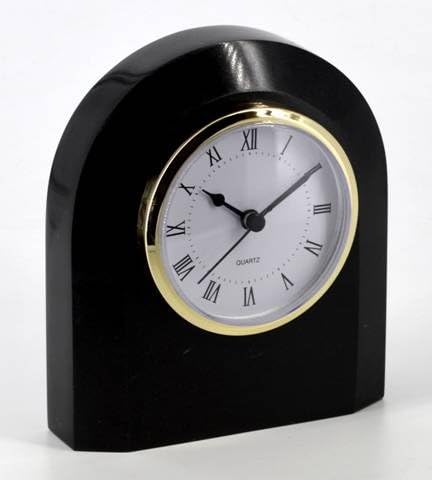 KhanImports Genuine Black Marble Keepsake Urn Clock for Ashes - Holds 1 Cubic Inch