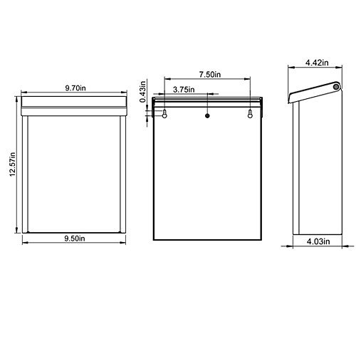 Gibraltar Mailboxes Designer Locking Medium Capacity Galvanized Steel White, Wall-Mount Mailbox, DVKW0000, 9.7 x 4.4 x 12.6 inches by Gibraltar Mailboxes - Used condition - US$30.54