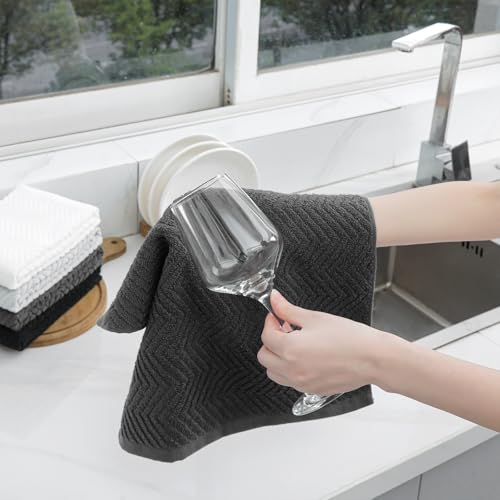 Image of 100% Cotton Kitchen Dish Towels Set, 16 inch x 25 inch Super Absorbent and Soft Kitchen Towels, Pack of 8 Dish Cloths for Drying Dishes (400 GSM)