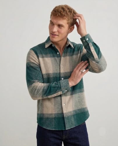 Image of DEELMO Men's Cotton Blend Printed Checkered Casual Shirt | Full Sleeve Button Down Regular Fit Collared Shirt | Soft & Breathable Everyday Wear for Office (Available in Plus Size)