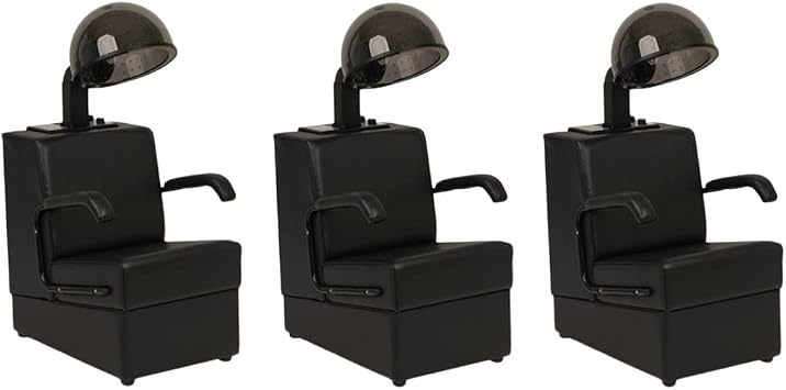 Buy-Rite Kate Set of 3 Professional Salon Hair Dryer and Chair Combinations, 980 Watt Hooded Dryers, Wood Frame Chairs, Removable Arms, UL & CSA Approved, BR-3OD-431/3HL-1500