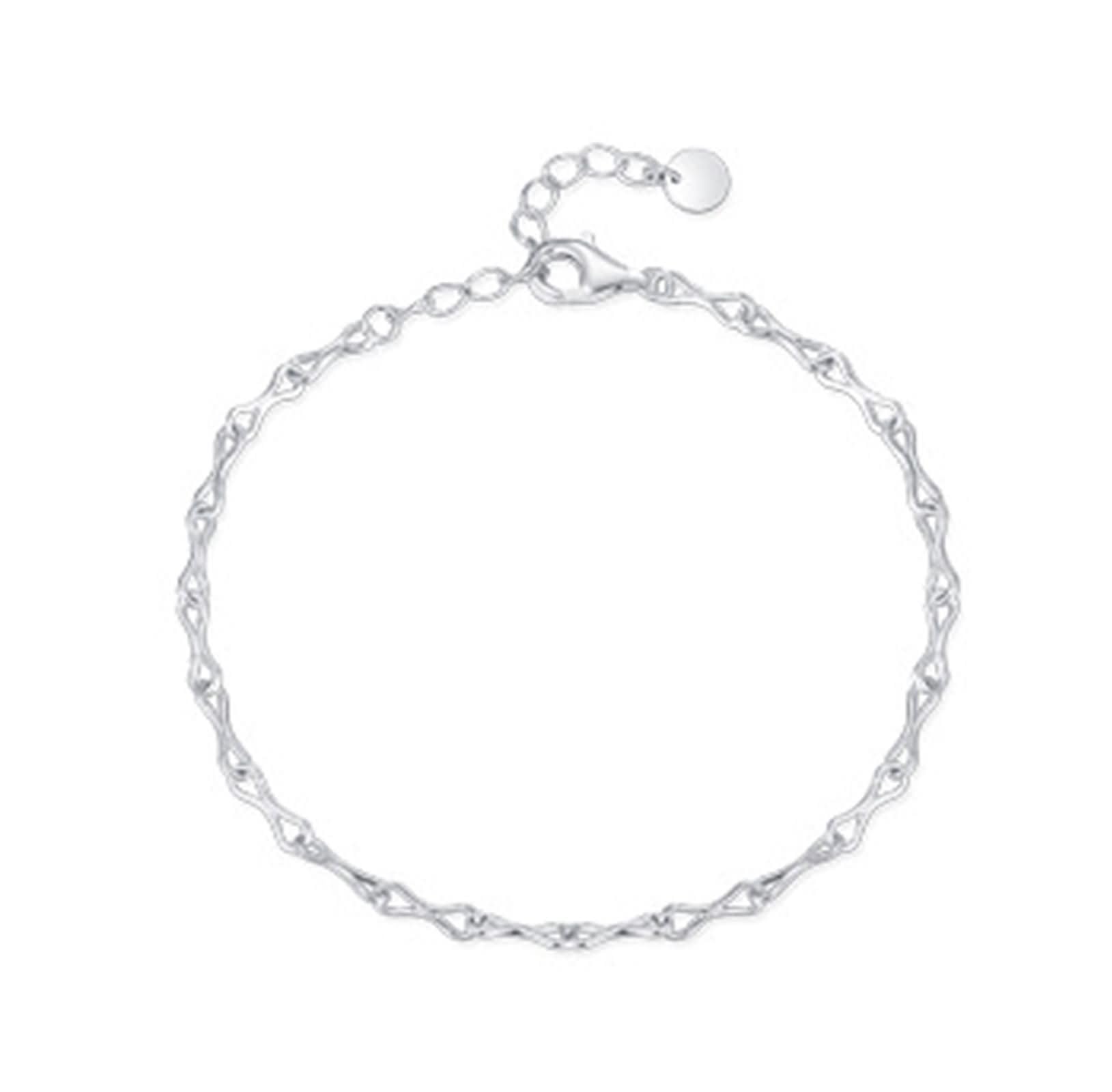 Bracciale Oro Bianco Donna 9 Kt / 14 Kt / 18 Kt, Catena Semplice, Regolabile 16 CM + 5 CM, Braccialetto Donna Argento