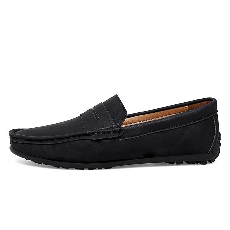 Men's Loafers Shoes Simple Round Toe Vegan Leather Penny Loafers Anti-Slip Lightweight Comfortable Classic Casual Slip-on(Black,10 M US)2