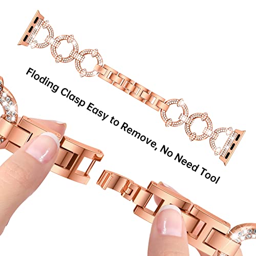 Image of Mesime Bling Jewelry Band Compatible with Apple Watch Bands for Women | Metal Band 46mm 45mm 44mm 42mm 41mm 40mm 38mm,Dressy Strap for iWatch Series 11 10 9 8 7 6 5 4 SE 3 2 1,Adjust without tools