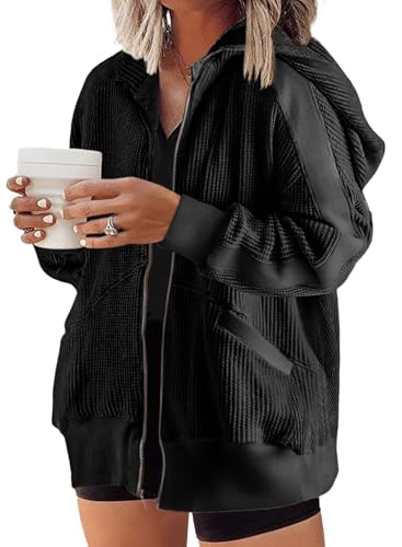 Eytino Womens Plus Size Long Sleeve Zip Up Oversized Casual Hoodies Sweatshirt Jackets with Pockets(1X-5X)