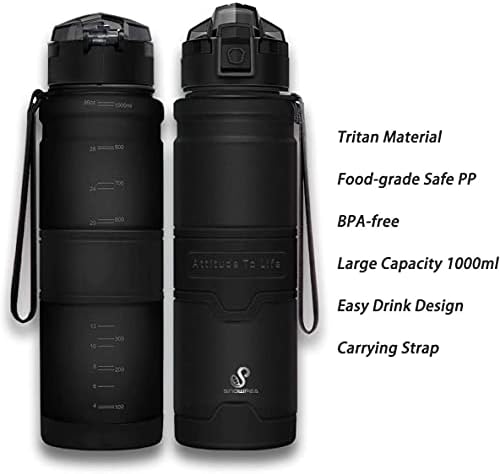 Snowpea Leak Proof Water Bottle 0.5L - Canteen Drinking Bottles - Fast Flow Flip Up Lid Sports Flask BPA Free Tritan Plastic Drinking Container - Ideal for Running Cycling Hiking Gym 500 ml (17 oz)