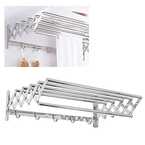 Porte-serviettes rétractable en acier inoxydable avec support mural de séchage - 7