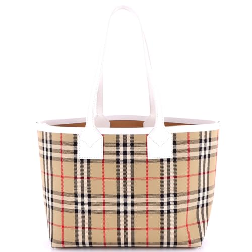 Burberry Pre-Loved London Tote Vintage Check Canvas Small