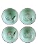 Hand Painted Kungfu Teacup,Chinese Long-quan Celadon Teacup,Fishes and Lotus Pattern,set of 4