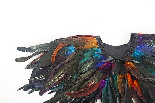 HOMELEX Black Witch Feather Collar Crow Shawl Costume Halloween Swan Wings Accessories Cape for Women - Thumbnail 6