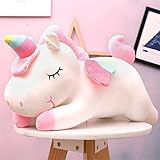 TROYSINC Plüsch Regenbogen Einhorn, Weiche Kuscheltier Kissen Plüschtier, Plüschpuppen Stofftier Geschenk für Kinder Mädchen Jungen (Weiß,30 cm)
