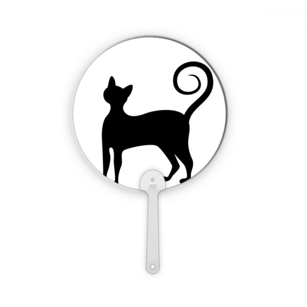 Éventail rond en plastique chat noir pour calmer la chaleur dans les transports