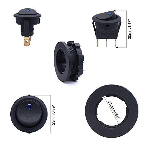 Weideer 20A 12Vdc Round Rocker Switch With Shell Spst On Off 3 Pin 2 Position Blue Dot Led Light Illuminated Rocker Toggle Switch For Car Truck Boat Diy Modification Kf012-Bu #TOP5