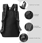 Foldable Hiking Day Bag, Ultra Lightweight Water Resistant Hiking Backpack, Foldable Travel, Camping & Outdoor Sports Bag, 20L Black