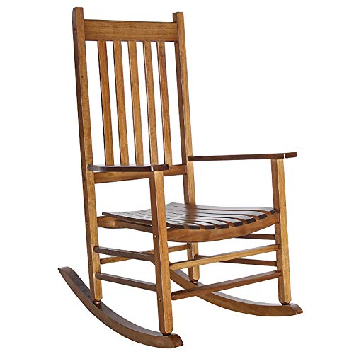 ロッキングチェア ワイドシートとアームレスト付きの特大の木製ロッキングチェア、 アンティークアウトドアリクライニング ポーチパティオデッキガーデンプール用、 サポート380lbs 1枚目