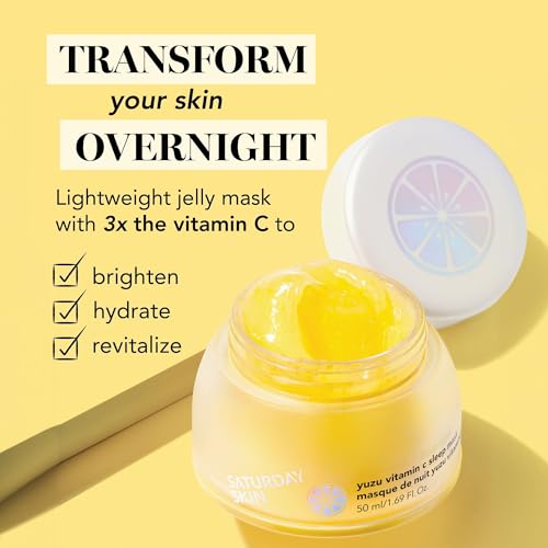Saturday Skin Yuzu Vitamin C Overnight Sleep Mask Regenerist Retinol Ultra Rich Face Moisturizer Cream Smooth Skin and Reduce Wrinkles Ideal for All Skin Types