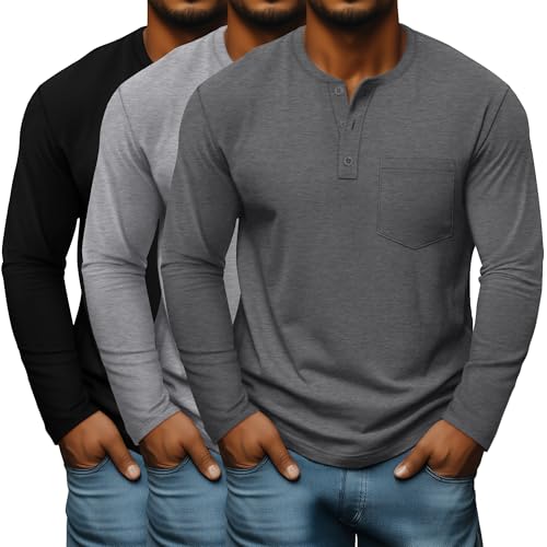 T-shirt Henley homme manches longues ample pour masquer les rondeurs avec style