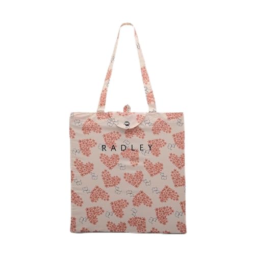 RADLEY London Womens Love You Lots Responsible Foldaway Shopping Bag Made Of Recycled Fabric in Chalk & Pink
